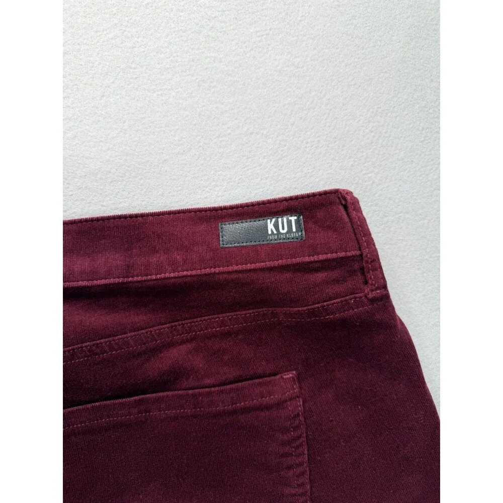 KUT From The Kloth Diana Fab Ab Skinny Corduroy Pants Womens 22W Burgundy NWT